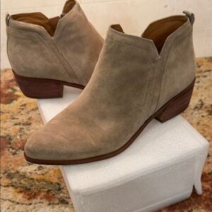 Franco Sarto Beige Suede Ankle Booties